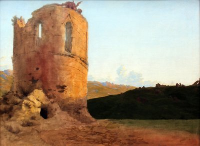 Torenruïnes met draak door Carl Blechen